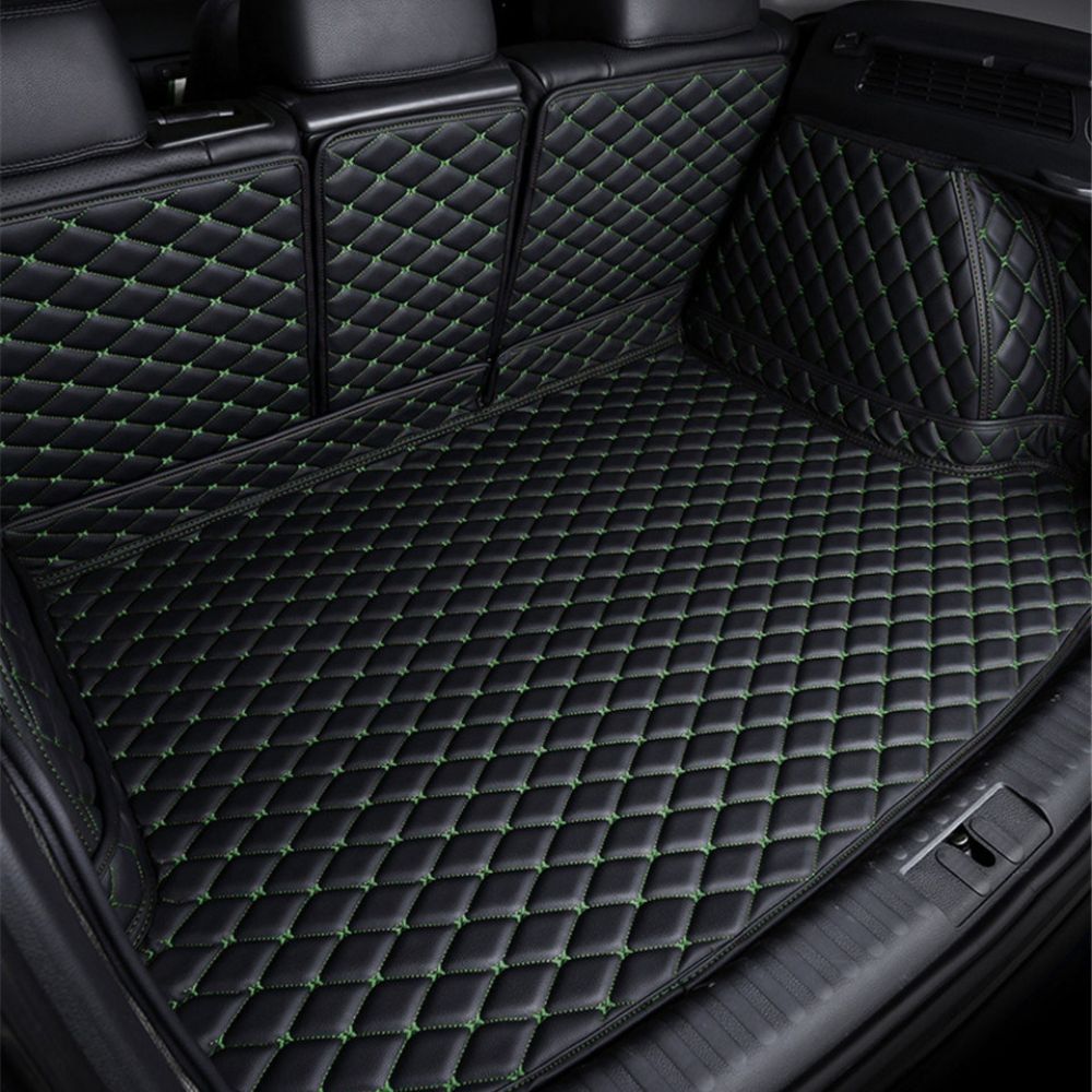3D Trunk Mat - Black with Green Stitching