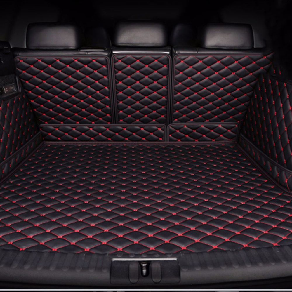 Alternative view of 3D Trunk Mat - Black with Red Stitching