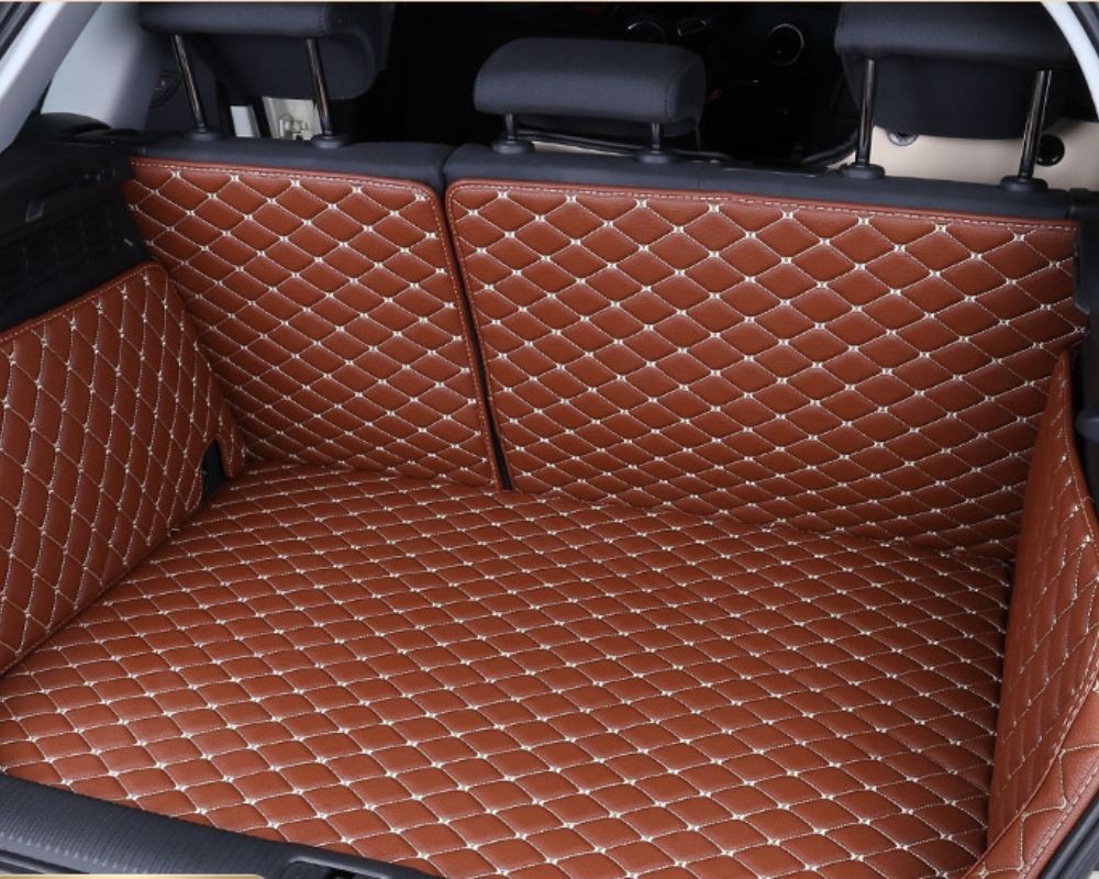 Alternative view of 3D Trunk Mat - Brown with Beige Stitching