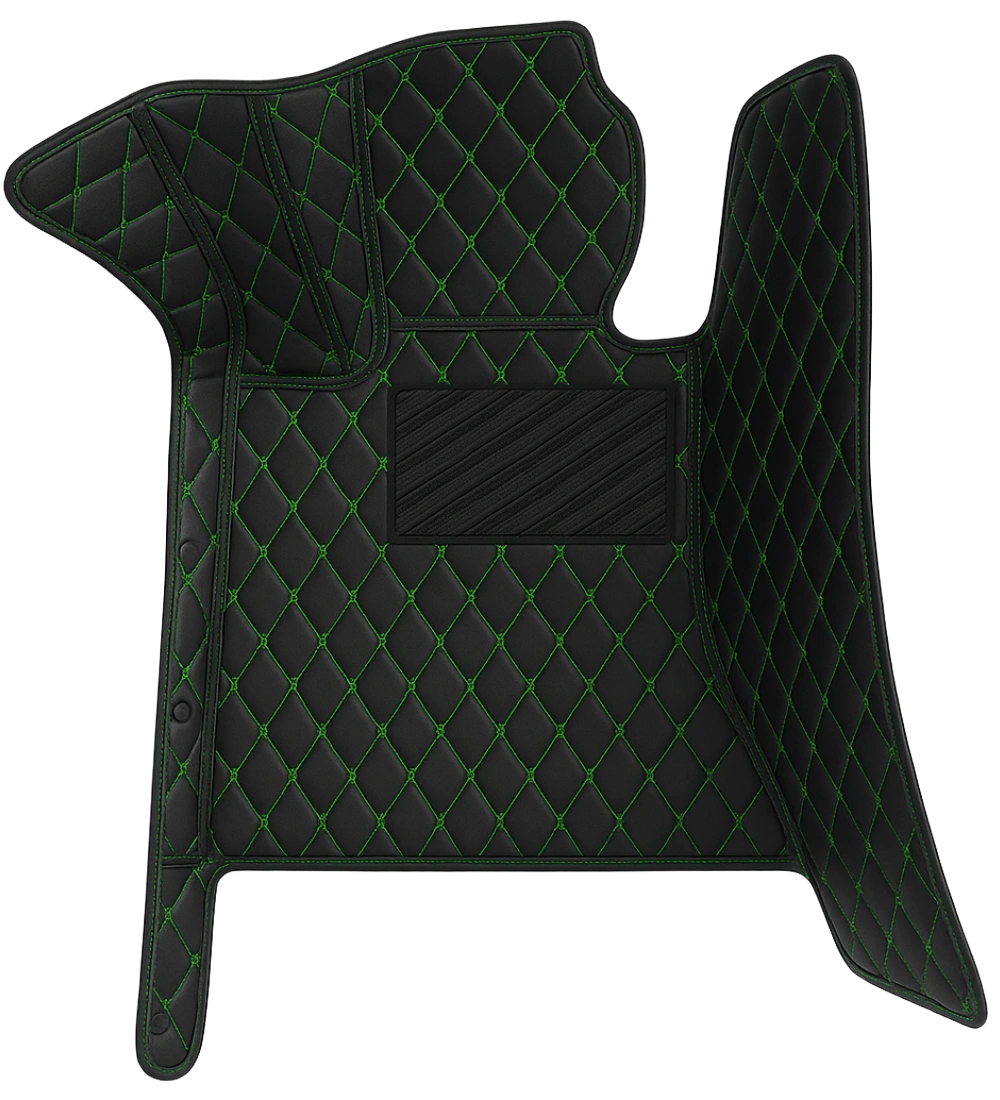 Alternative view of Diamond Series - Black with Green Stitching - Driver Mat