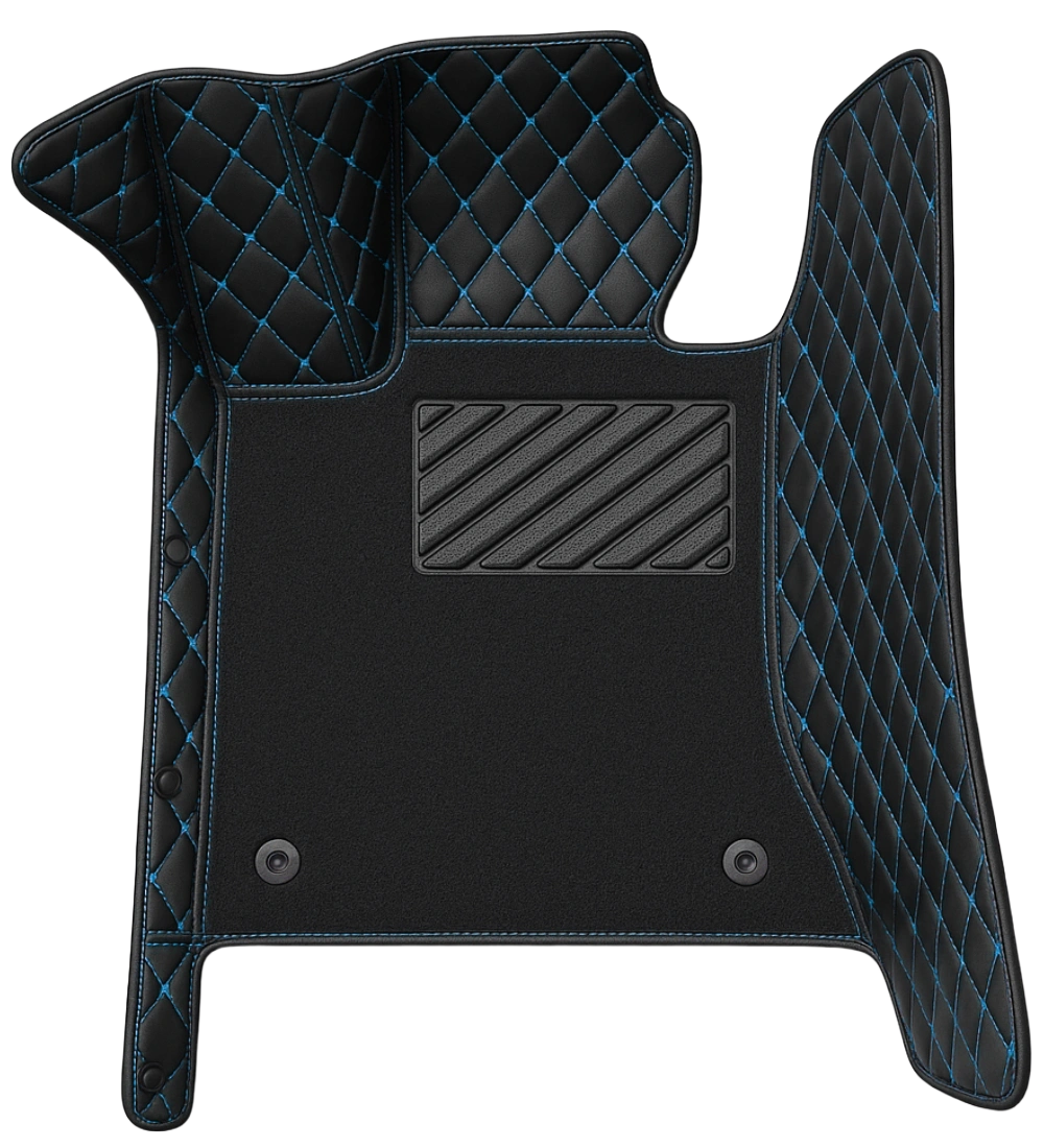 Premium Series - Black with Blue Stitching - Driver Mat