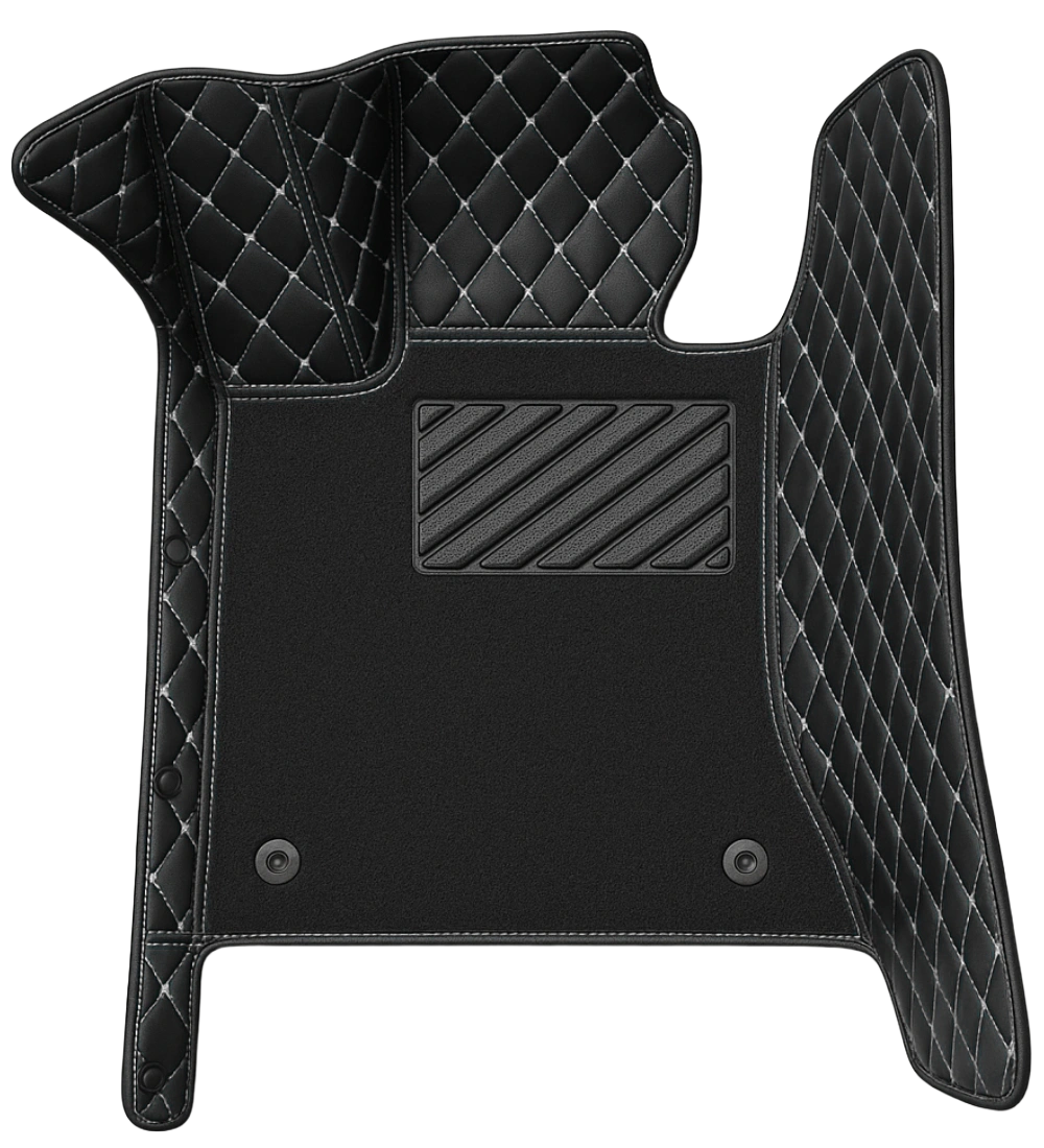 Premium Series - Black with White Stitching - Driver Mat